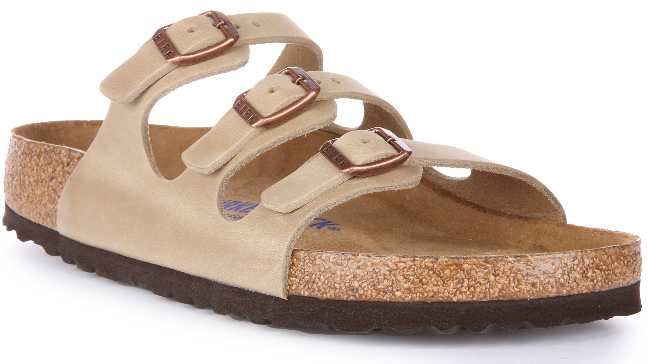 Birkenstock Florida Sandale en cuir huilé à trois lanières poure en tabac Main image