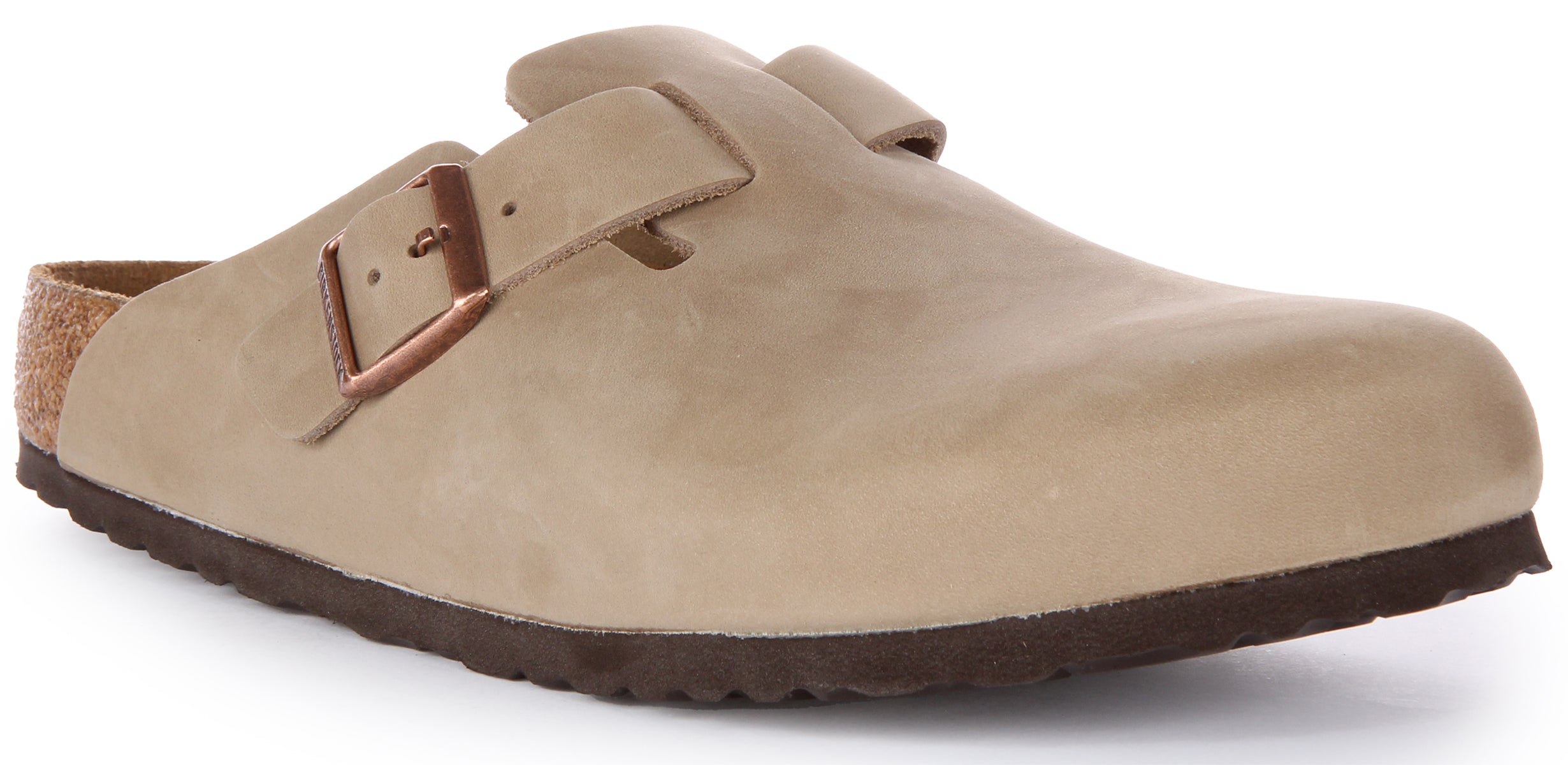 Birkenstock Boston BS Sandale en cuir huilé poure en tabac Main image