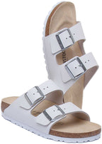 Birkenstock Arizona Sandale à lanières en cuir nubuck pour femmes en blanc
