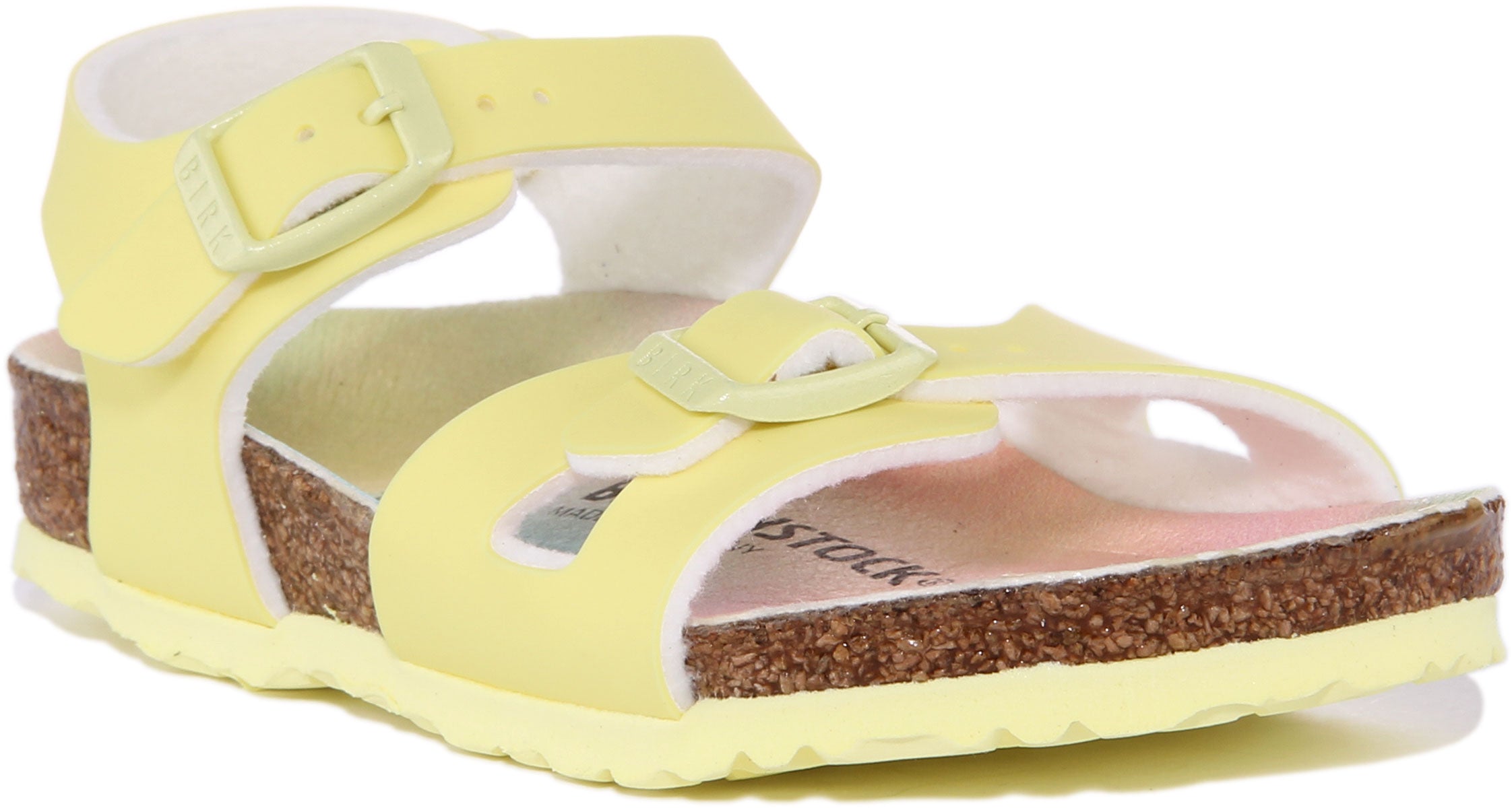 Birkenstock Rio Sandales à lanières en pierre métallique pour enfants en rose Main image