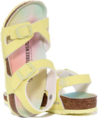 Birkenstock Rio Sandales à lanières en pierre métallique pour enfants en rose