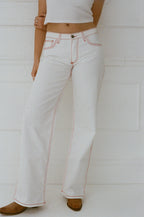 Lila Jeans - White & Red