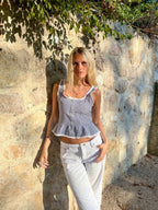 Lola Top - Blue Gingham
