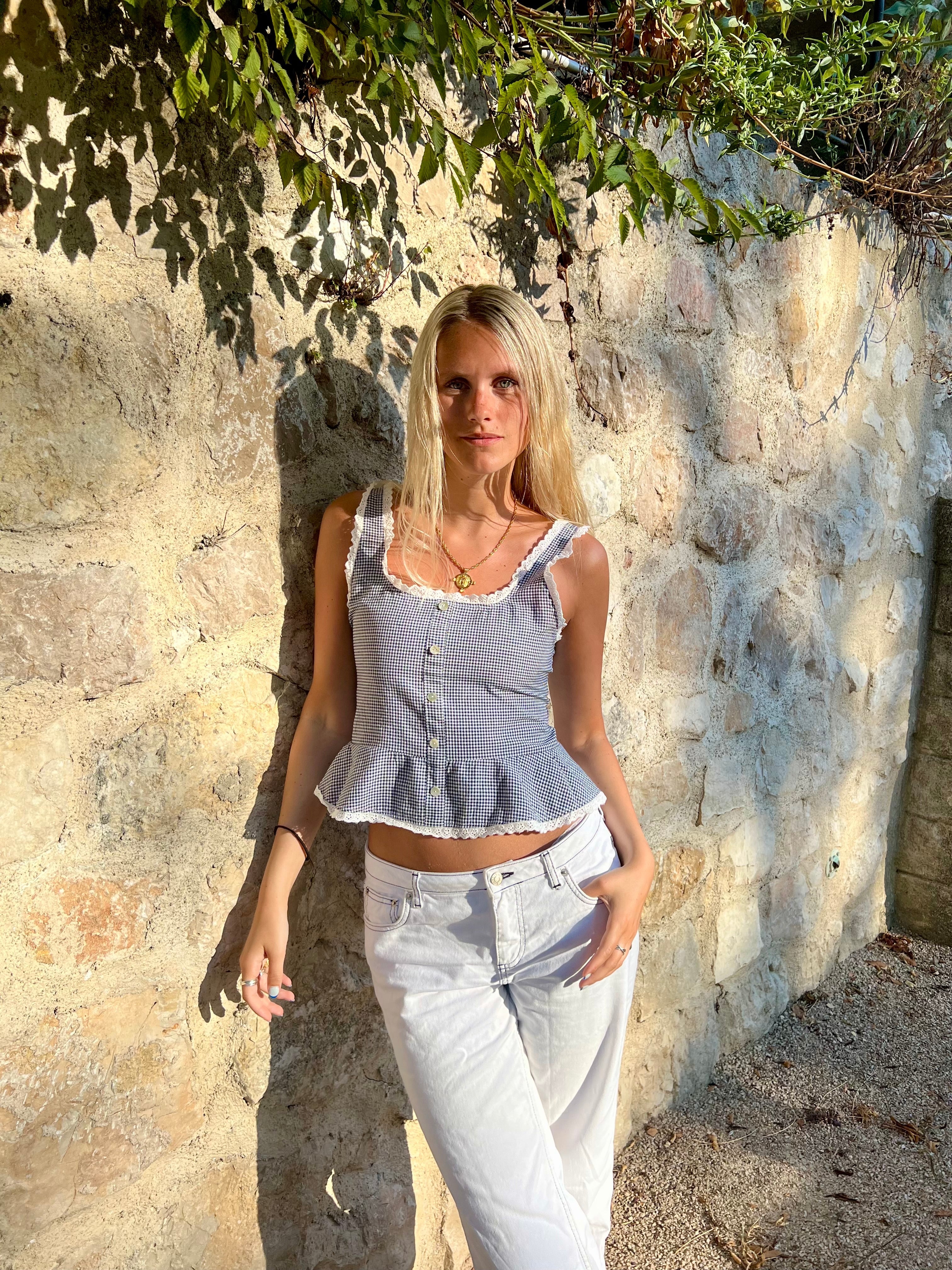 Lola Top - Blue Gingham